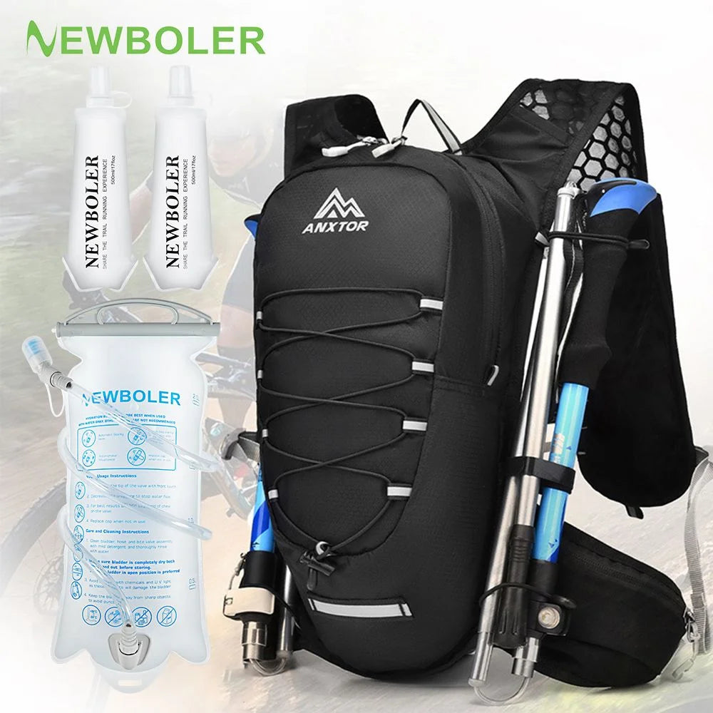 NEWBOLER Outdoor Trail Running Ultralight Backpack Running Hydration Vest Breathable Marathon Running Backpack Water Bottle