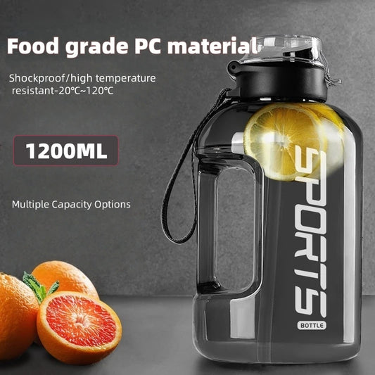 1200ml Large Capacity Sports Water Bottle With Straw Leakproof Plastic Drinking Bottles Outdoor Travel Hiking Gym Jugs BBA Free