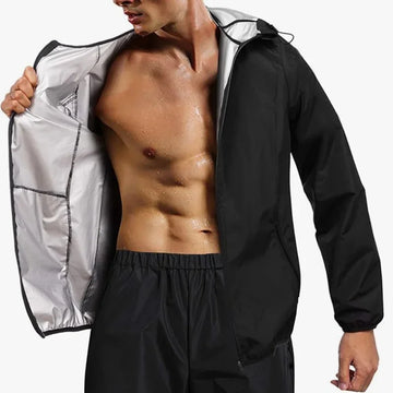 Men's Outdoor Running Fitness Sweating Jacket Zipper Cardigan Set Polyester Fiber Sweat Producing Yoga Sportswear