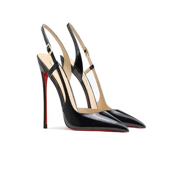 High Heels for Women Summer New Pointed Toe Black One-Strap Closed-Toe Sexy Side Open Sandals Fashionable