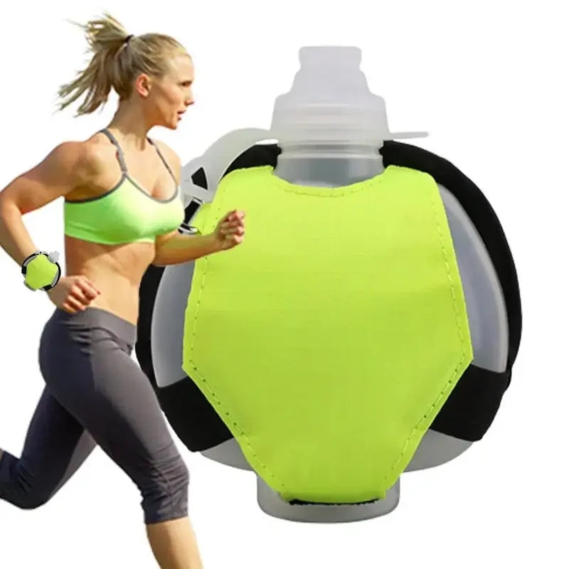 Sport Wrist Silicone Running Water Bottle Wearable Hands Free Sports Bottle Foldable Leakproof Running Water Bottles