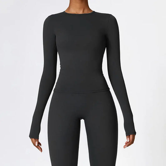 NCLAGEN Long Sleeve Workout Top Gym Pilates Clothes Women Active Wear Sports Shirt Elastic Fitness Yoga Clothing Running Shirts