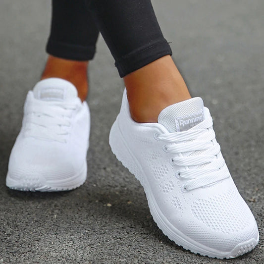 Sneakers For Women Fashion Breathable 2024 New Comfortable Soft Sneakers Women Mesh Fabric Lace Up Woman Shoes Female Footwear