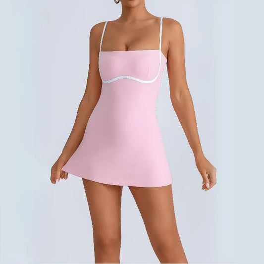 New Tennis Skirt Sports Fitness High Elastic Breathable Golf Badminton Outdoor Workout Gym Yoga Anti-light Yoga Dress for Women