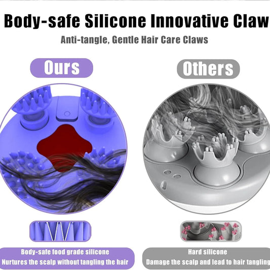 Electric Hair Scalp Massager Kneading 100 Massage Nodes, Portable Head Massager Waterproof Handheld Head Hair Growth Stress Rela