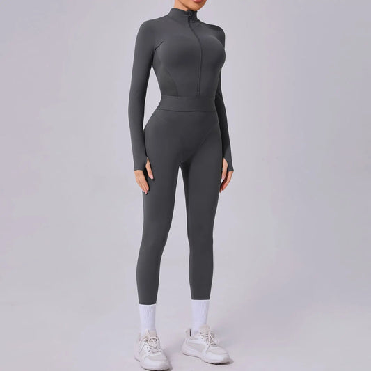 Women Tracksuit Yoga Set One-piece Suit Female Rompers Quick Dry Yoga Clothing Workout Bodysuits Sports Jumpsuit Long Sleeved