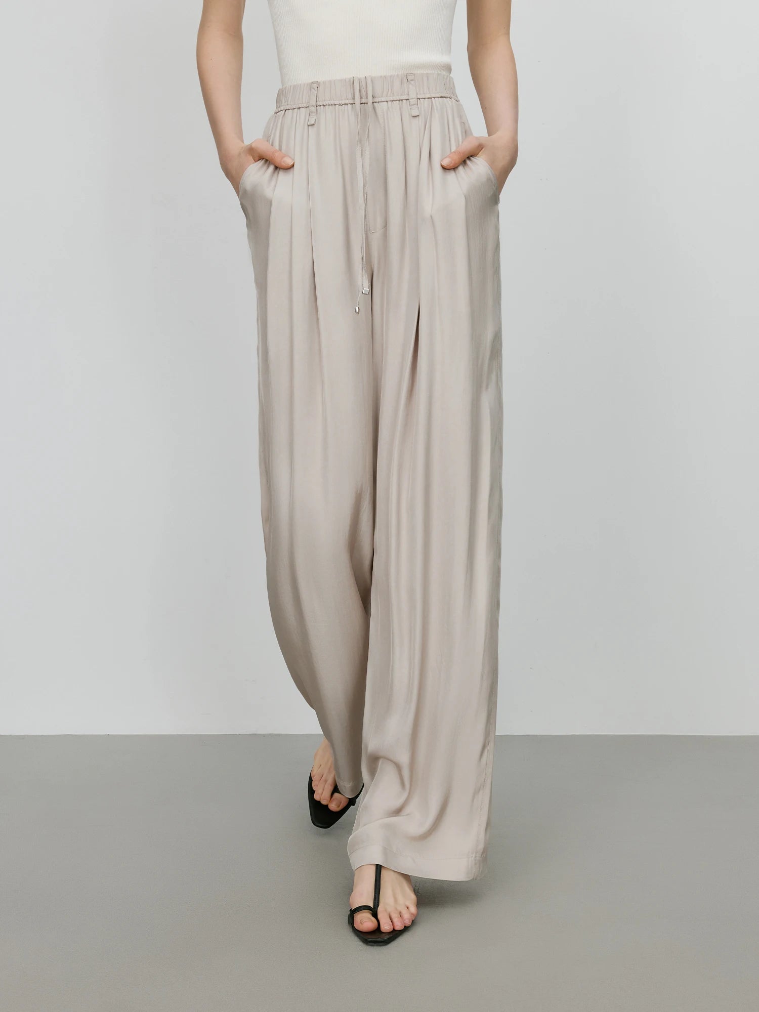 Acetate Air Pants Drape Loose Wide-leg Pants