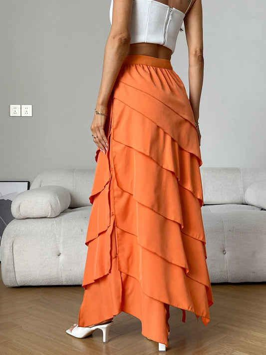 Women's layered cake dress Fashion patchwork elastic high waist skirt Slimming temperament mini long skirt PROM party dress