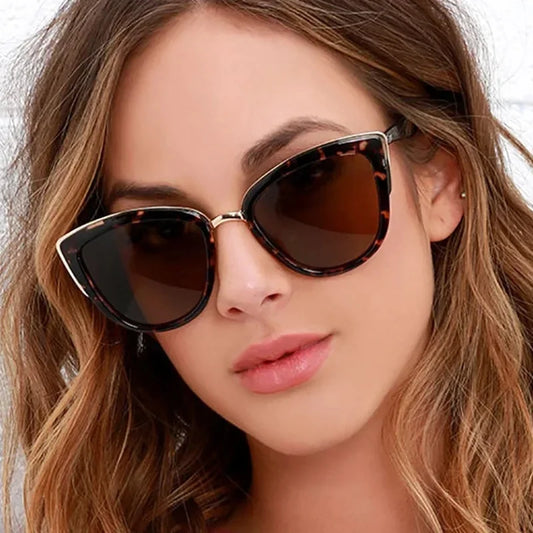 Gradient Glasses Cateye Sunglasses Women Vintage  Retro Cat eye Sun glasses Female Eyewear  For Female Mirror UV400