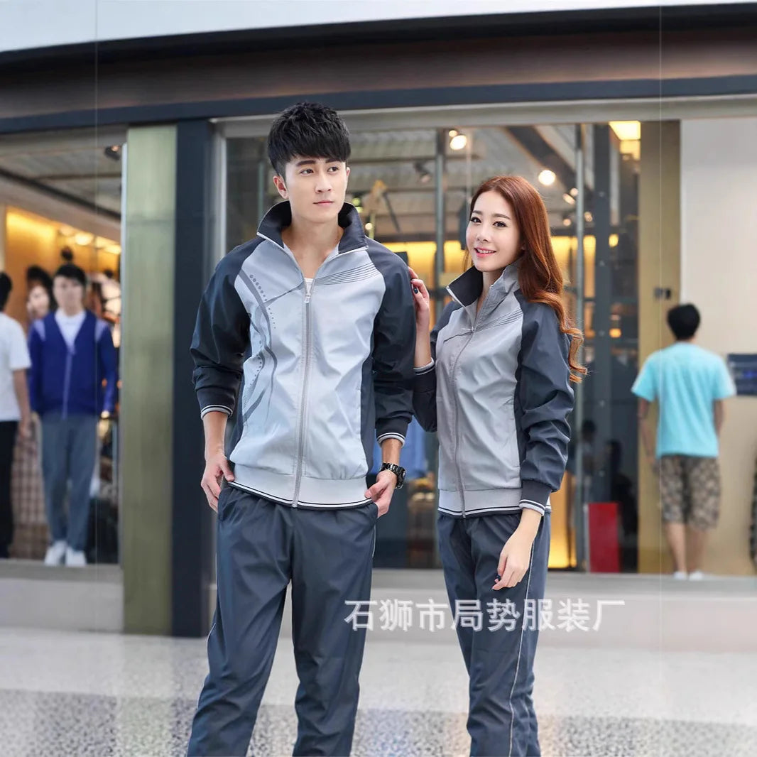Spring Autumn Stand Collar Sports Sweater And Pants Couple Casual Sportswear Running Suit Group Team Competition Wear