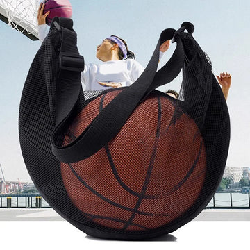 1PCS Single Ball Bag With Zipper Pocket Mesh Ball Storage Bag Sport Equipment Drawstring Sling Storage Net Carrying Basketball