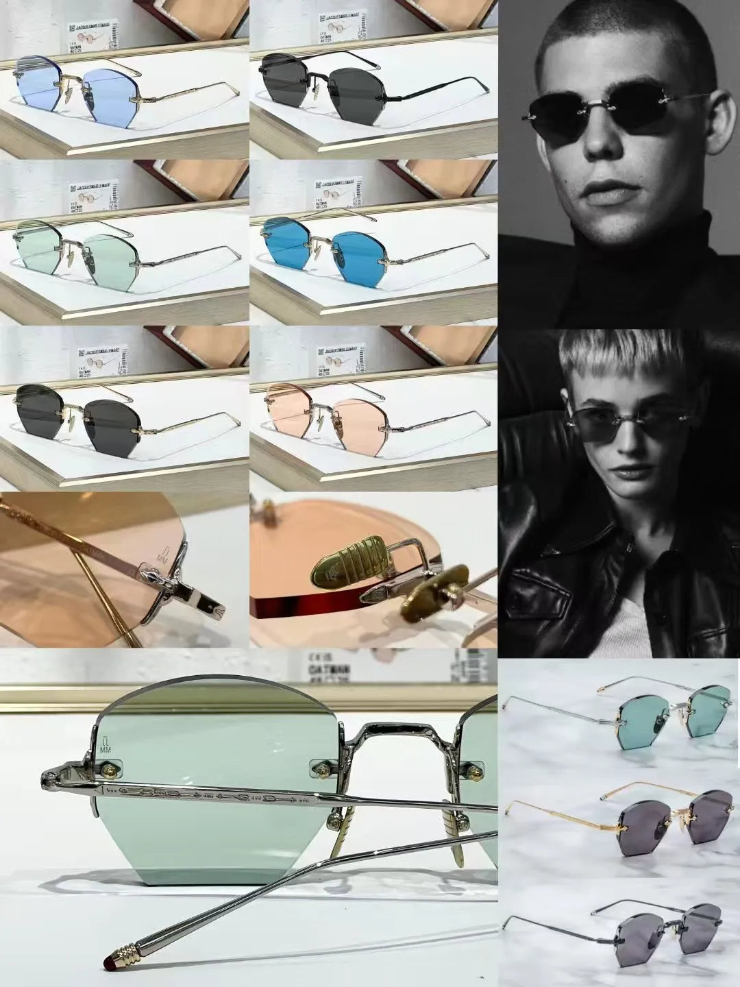 Luxury Vintage Fashion Trend Rimless Design Sunglasses JMMED54 Alloy Retro Square Academic Style UV400 Women Man A+ Top Quality