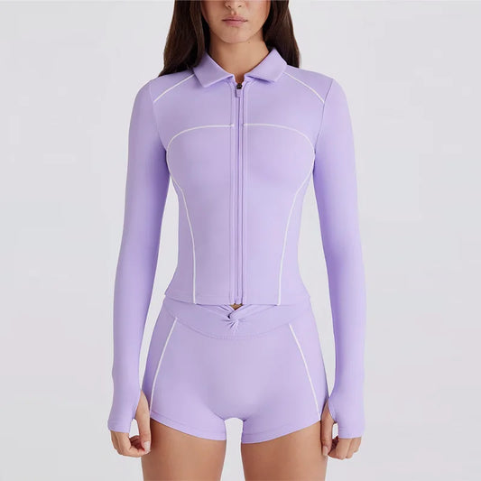 New quick-drying yoga clothes long-sleeved sports fashion bodybuilding slim top zipper sunscreen clothes breathable jacket
