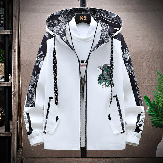 Spring Men Sportswear Tracksuit 2 Piece Running Sets Sports Hooded Jacket+Pant Sweatsuit Male Print Clothing Streetwear
