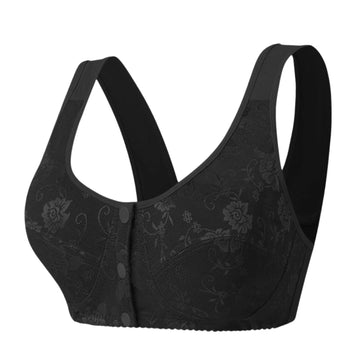 Front Button Underwear Middle-aged Senior Women Lace No Underwire Vest Plus Size Full Cup Thin Mold Cup Sports Bra Maternity Bra