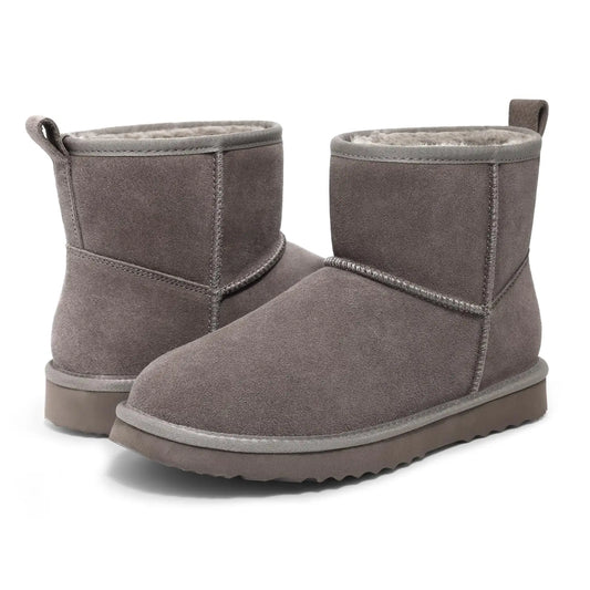 Evshine Mini Boots For Women Suede Plush Winter Warm Snow Boots Comfy Fuzzy Boots Fur Line House Boots Ankle Women's Snow Boots