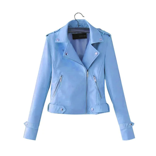 Fashionable Women's Leather Jacket Motorcycle Style Slim Fit Autumn Winter New Arrival Korean Version Polyester Fiber Coat