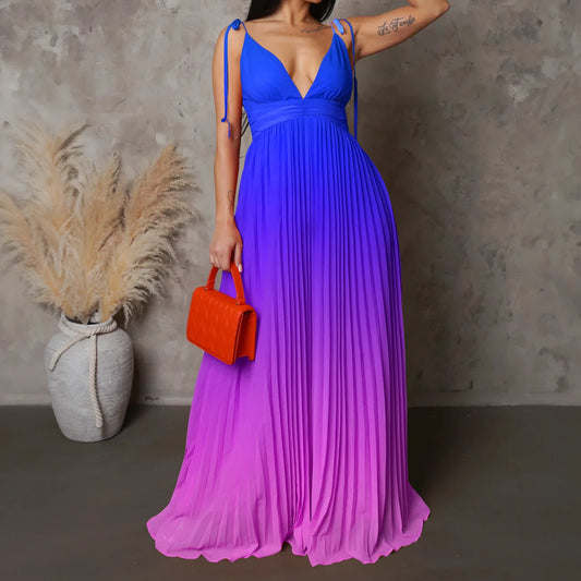 Womens Halter dresses Sexy drawstring cocktail Party dresses gradient summer Elegant evening dresses fashion long prom dress hy3