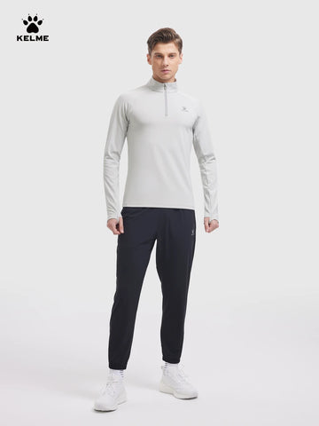 Kelme Men's Sports Half Zipper Tight Set Outdoor Fitness Running Training Pants Football Windproof Warm Jacket Set