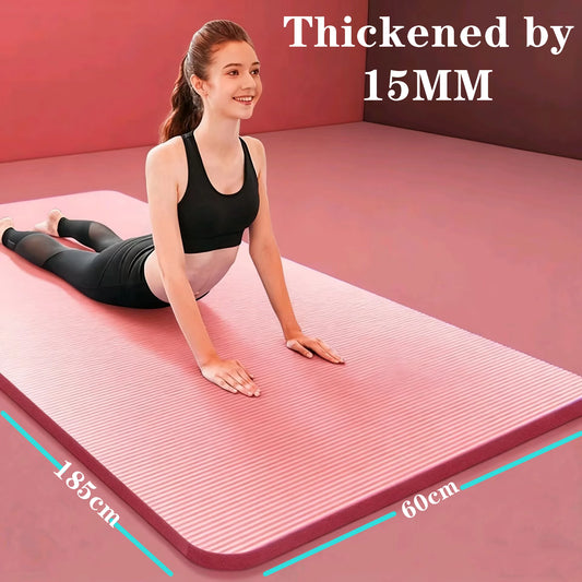 15MM Thick Yoga Mats Anti-slip Sport Fitness Mat Blanket for Exercise Yoga and Pilates Gymnastics Mat Fitness Equipment 185x60cm