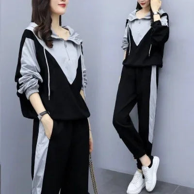 Plus Size Women's Casual Sportswear Hoodie Set Two Piece Loose Fit Outfit Autumn Collection Comfortable Breathable Clothing