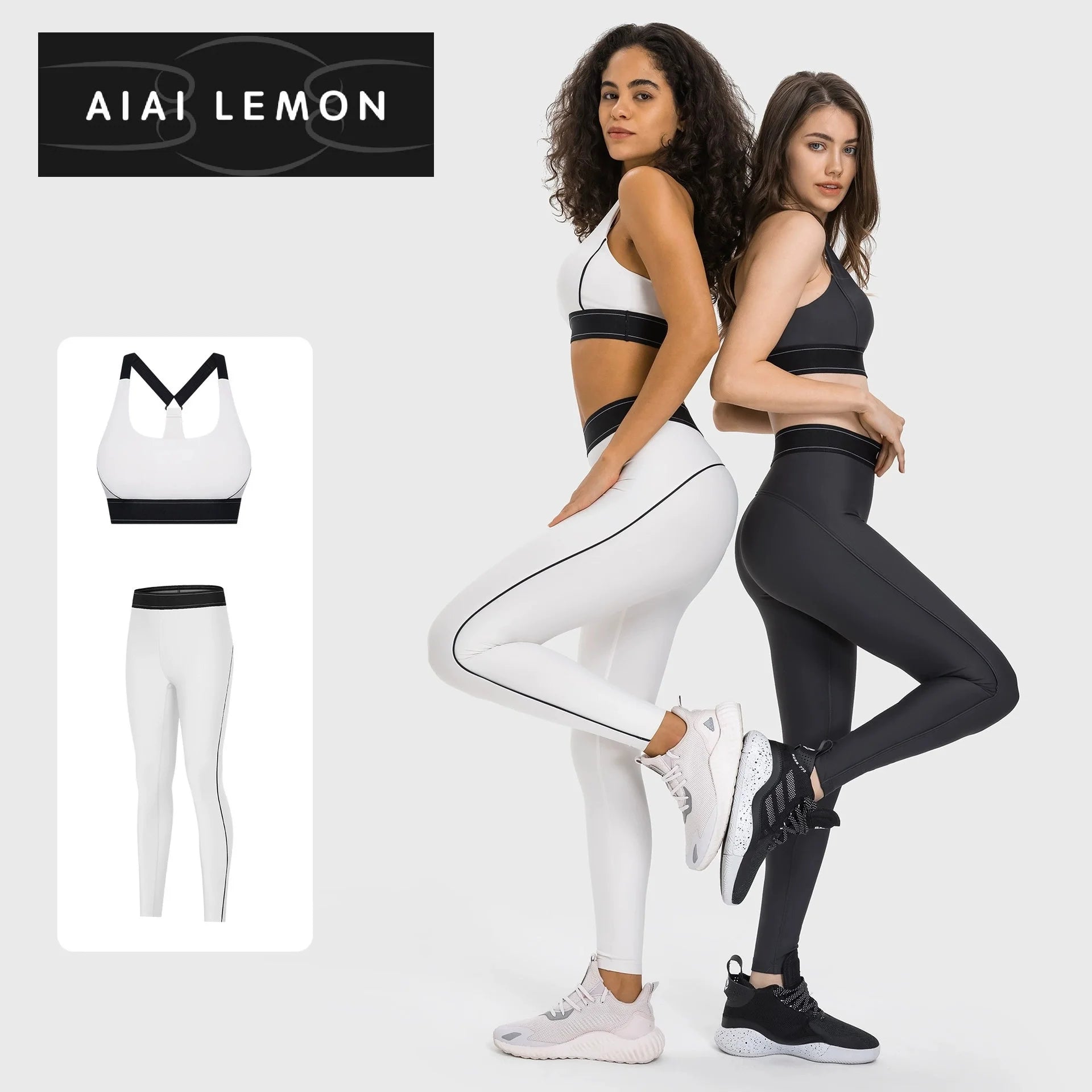 AIAI Lemon Fitness Women Sports Yoga Sets Underwear Tight Training Pants Bottom Pants Fitness Clothing Fitness Pants Sets Gym