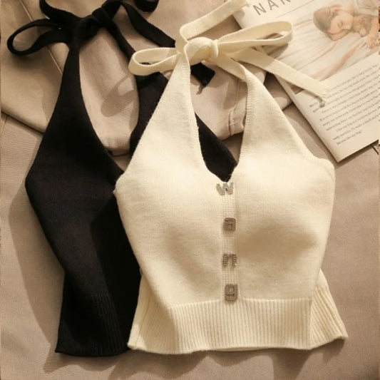Fashion Clothes Sleeveless Hotsweet Sling Knit Crop Top Women Clothing Corset Tank Top Summer Sexy Streetwear Camis Tees