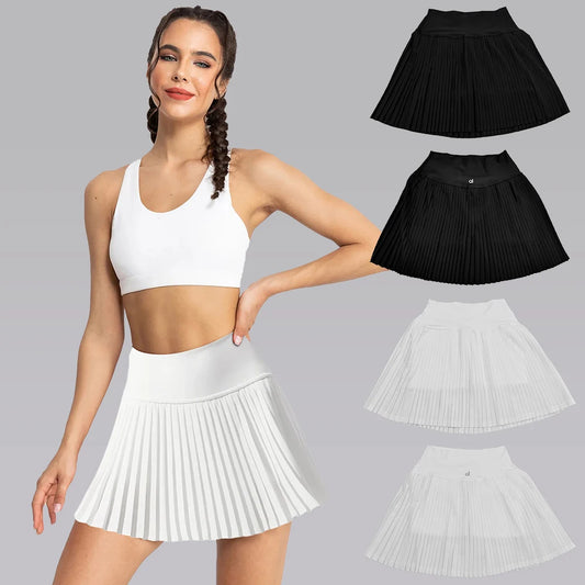 Tennis Skirt women Gym  Dresses Breathable Quick Drying Pleated Skirt Slim Fit Elastic V-shaped Sports Tennis Skirts