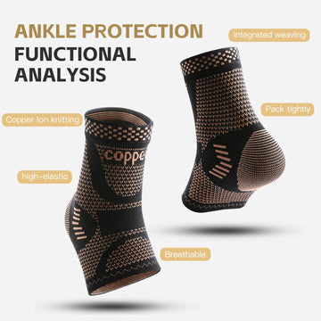 1 PC Men's Women's Outdoor Sports Knitting Elastic Copper Ankle Protection, Ankle Sprain Protection, Ankle Wrist Daily Exercise
