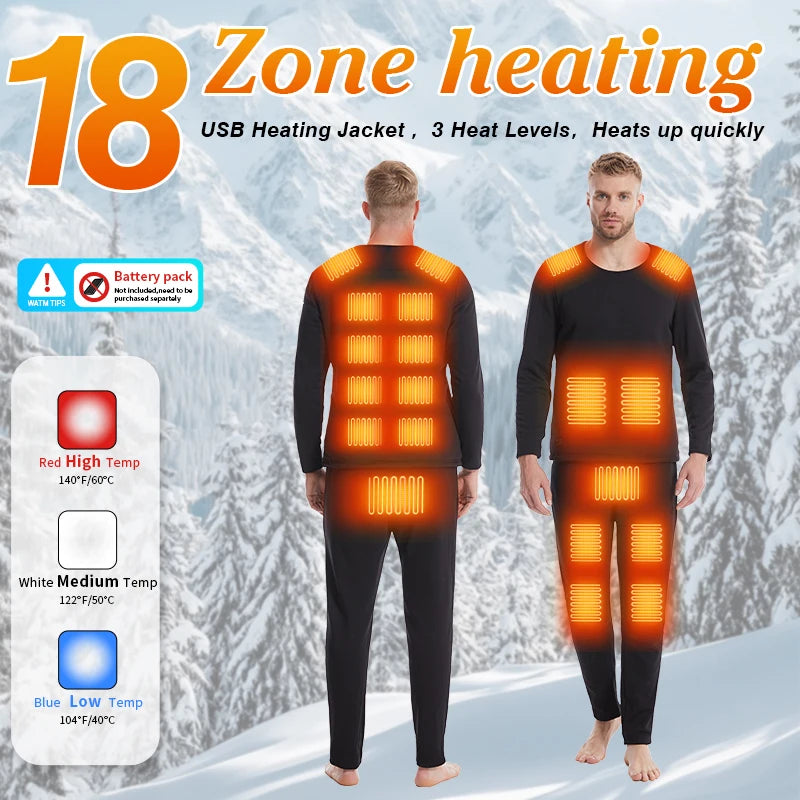 Heated Thermal Underwear Men's Women's Heated Jacket USB Heating Smart Pants Hiking Bike Camping Ski Winter Motorcycle Heated