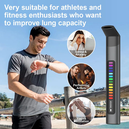 Electronic Breathing Trainer Respiratory Tester Running Mountaineering Fitness Yoga athlete Exercise Strengthen Vital Capacity