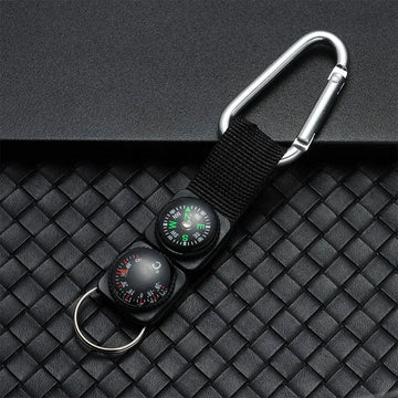 Compass Thermometer Carabiner Outdoor Hiking Tactical Survival Key Ring Belt Multifunction 3 In 1 Camping Climbing Keychain
