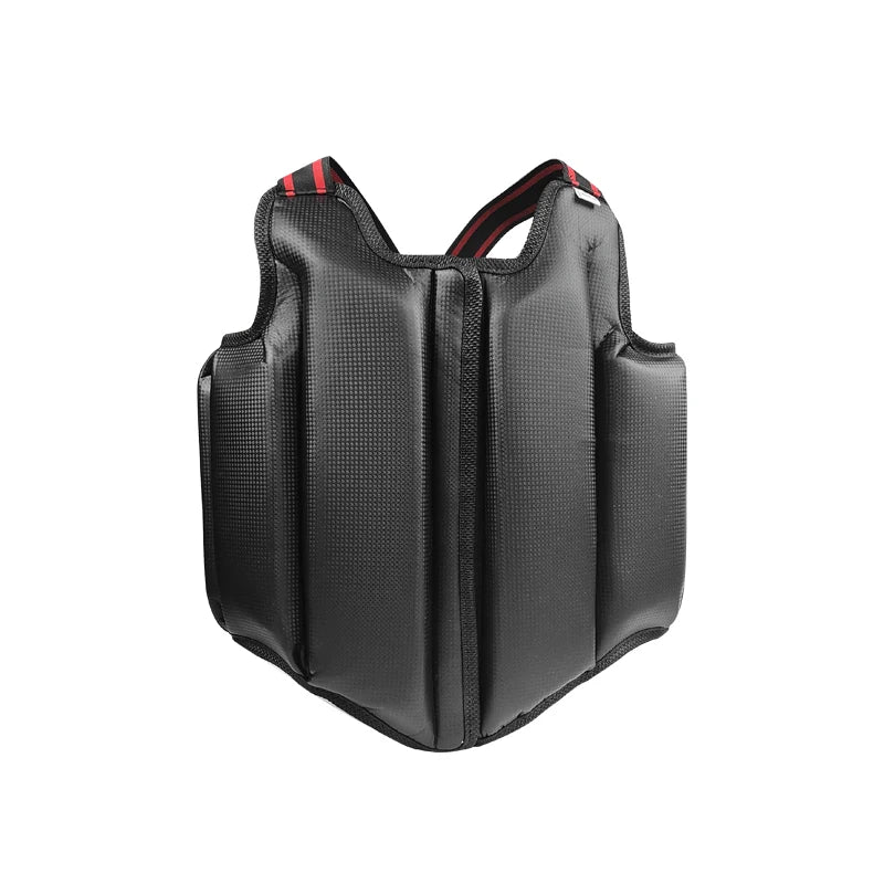 Sanda Chest Guard Taekwondo Karate PU Leather Open Chest Protector Training Competition Protective Gear Black Chest Guard Unisex