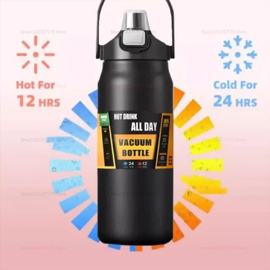 Stainless Steel Insulated Travel Mug 1000ml 1500ml Large Capacity Camping Cup Leakproof Thermos for Outdoor Car Kitchen New 2025