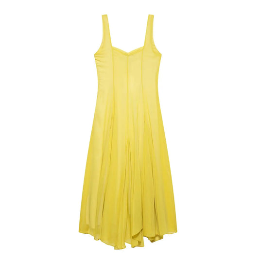 UNIZERA Women's Dress Fashionable and Generous Collar Midi Loose Tank Top Style Summer New Dress