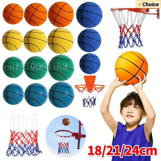 Mute Basketballs PU Foam Size 3/5/7 No Noise Basketball Hoop Squeezable Quiet Balls Sports and Entertainment 18/21/24CM