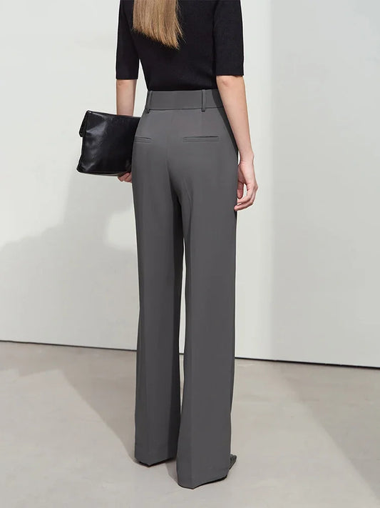 Minimalist Contrast Color Letter Embroidered Wide-leg Pants Spring New Casual Loose Commuter Trousers