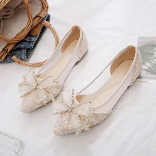Woman Flats Slip-on Low Heel Elegant Pointed Toe Clear Shoes for Women Cheap Clearance Beau Today Popular Casual Y2k Non Young