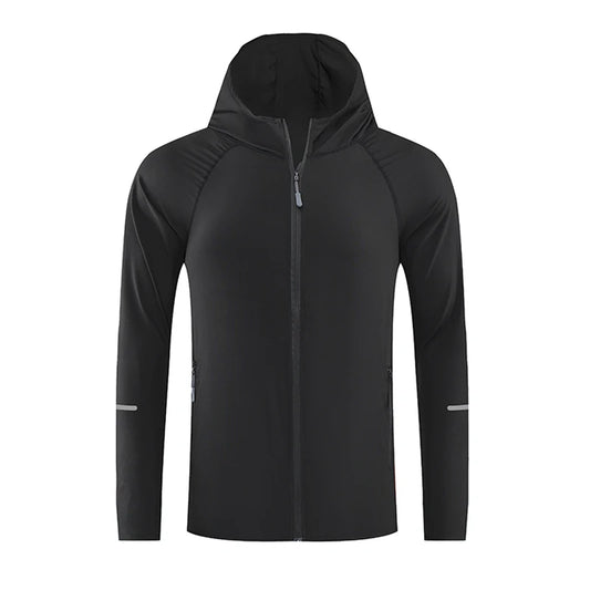 Running Jacket Reflective Summer Quick Dry Gym Coat Hooded Jogging Sun Protection Fishing Outdoor Hiking Breathable Thin Jackets