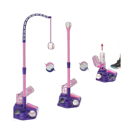 3 in 1 T Ball Set for Kids Baseball with Hanging Tee/Standing Tee/Automatic Launcher/6 Softballs Indoor Outdoor Sport Gifts Toys