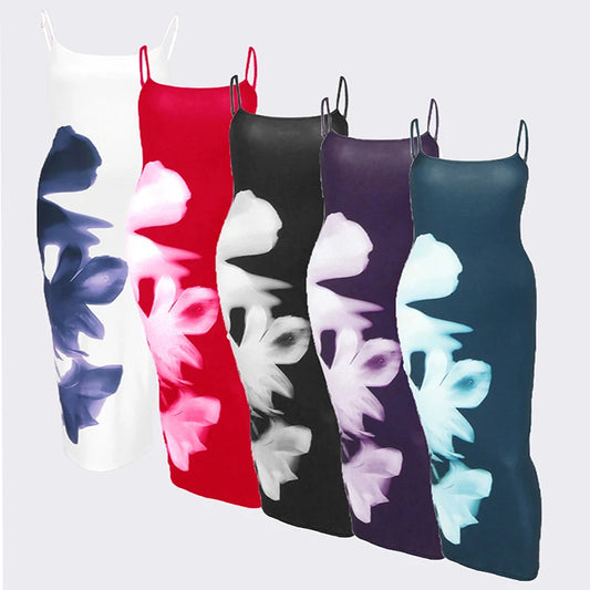 Women Fashion Maxi Dress For Summer New Print Sleeveless Backless Sexy Straight Dresses Casual Streetwear Club Elegant Partywear
