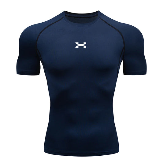 Compression T Shirt Men Summer Sportswear Running T-shirt Elastic Quick Dry Sport Tops Tee Athletic Gym Workout Shirts Men