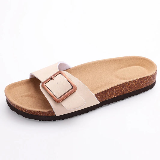 Evshine Cork Footbed Flat Slippers Fashion Flip Flops Women Outdoor Beach Shoes With Arch Support Women's Summer Clogs Sandals