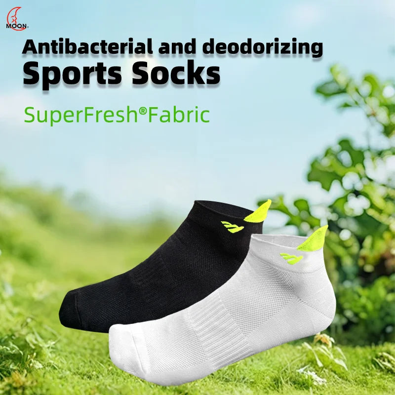 MOON Antibacterial & Odor-Control Cycling short Socks with SuperFresh Tech - Durable Breathable Sports Socks for Outdoor Biking