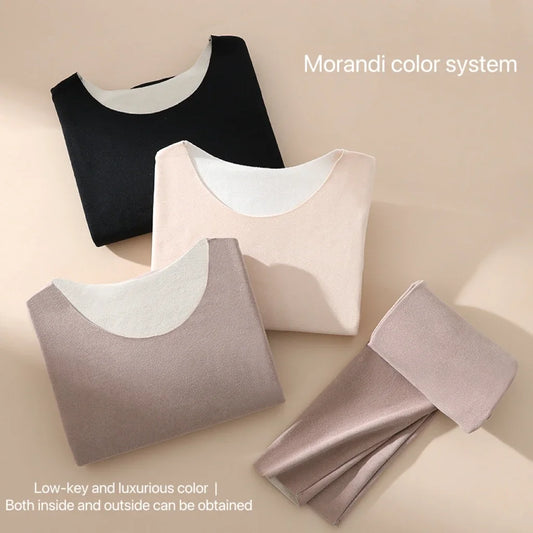 1Set Women's Thermal Underwear Set Seamless Thick Double Layer Warm Lingerie Winter Long Sleeve Bottoming Thermal Clothing Sets