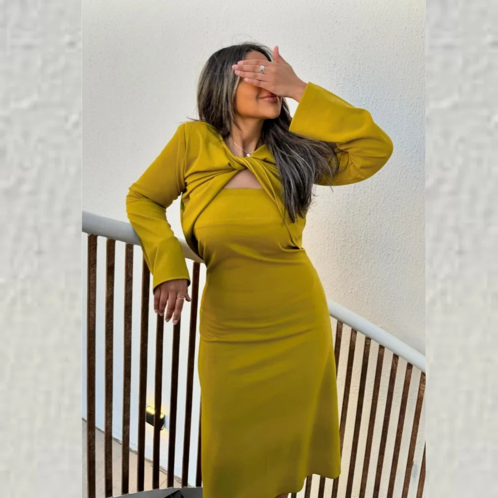 Customized   Evening  Sexy Casual  Jersey Ruched Beach A-line V-neck Bespoke Occasion Gown Midi Dresses