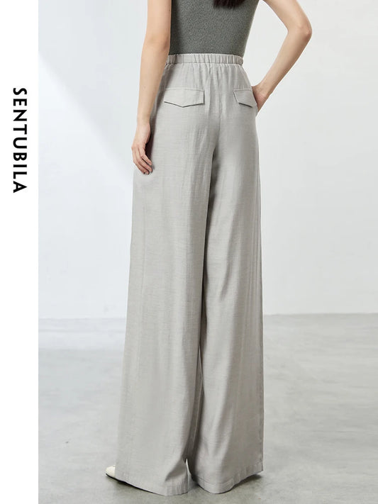 SENTUBILA Baggy Pant Women 2025 Spring Autumn Loose High Waist Comfort Wide Leg Pants Work Business Woman Trousers 142K54079