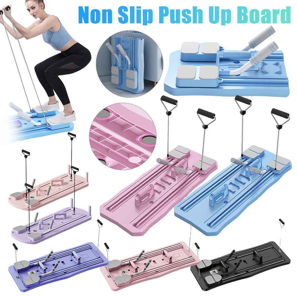 Pilates Reformer Pushup Board Non Slip Fitness ABS Roller Machine Foldable Abdominal Workout Boards Portable Push-Ups Stands