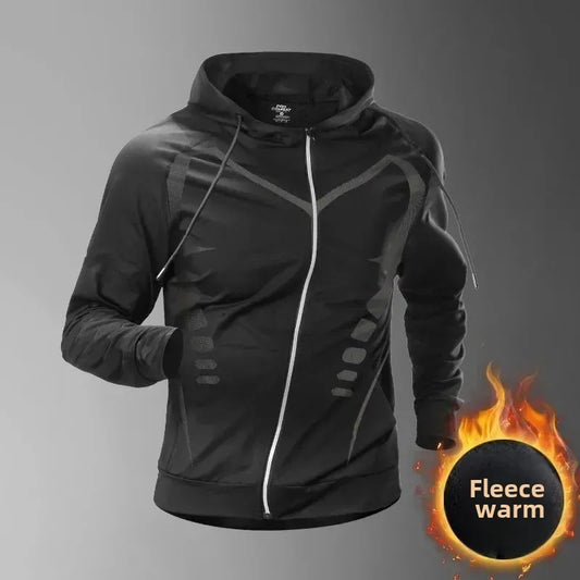 WinterFleece-Lined Men's Running Jacket Quick-Drying Outdoor Sport Top Autumn/Winter Cycling Training Wear