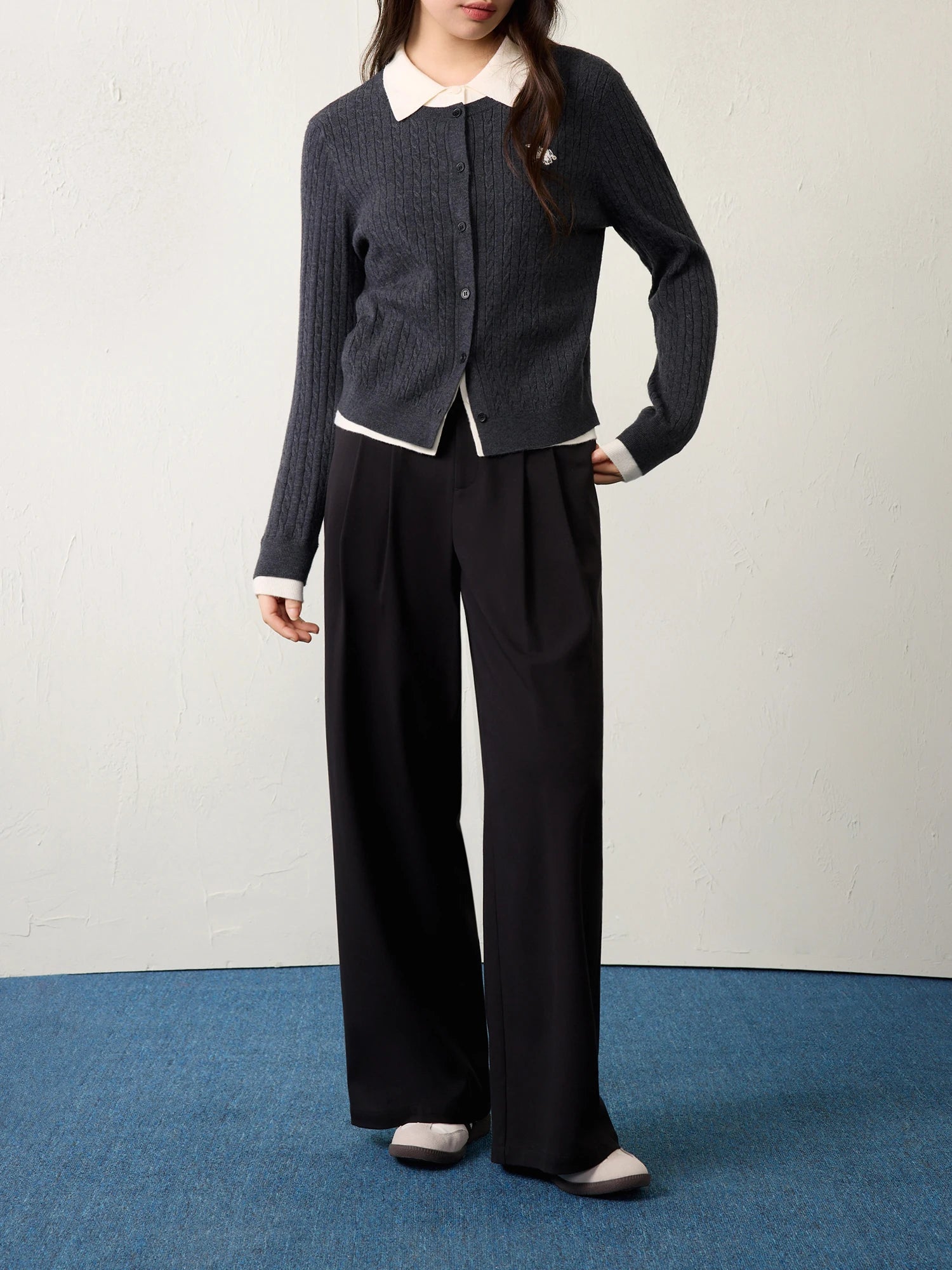 Women Winter Black Commuter Pants High Waist Thicken Back Elastic Waist Female Long Dark Red Casual Trousers